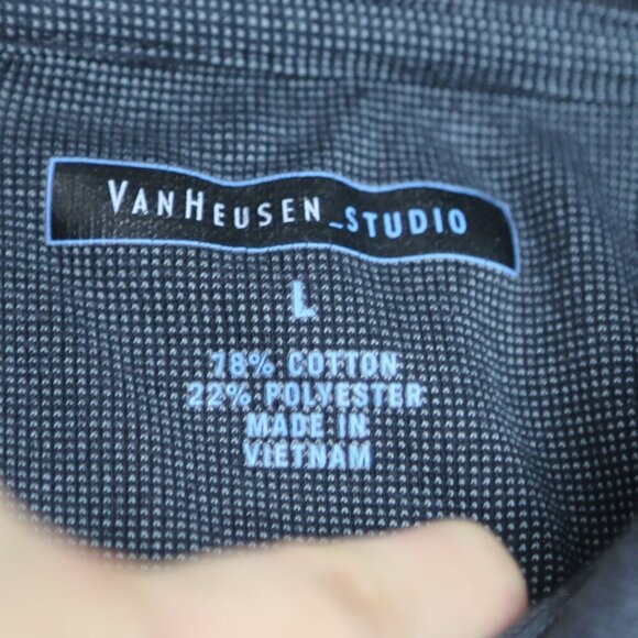 Vintage VanHeusen-Studio Men's Collared Quarter Button Long Sleeve Size Large - Picture 3 of 7